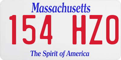 MA license plate 154HZ0