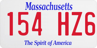 MA license plate 154HZ6