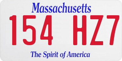 MA license plate 154HZ7