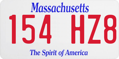 MA license plate 154HZ8