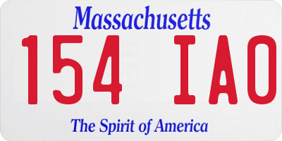 MA license plate 154IA0