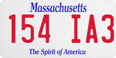 MA license plate 154IA3