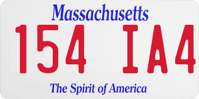 MA license plate 154IA4