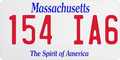 MA license plate 154IA6
