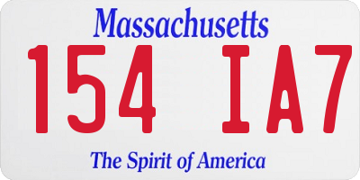 MA license plate 154IA7