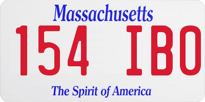 MA license plate 154IB0