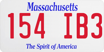 MA license plate 154IB3