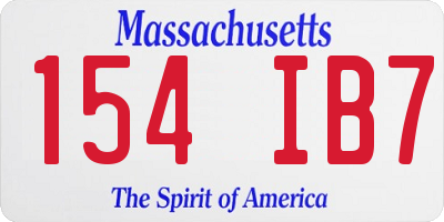 MA license plate 154IB7