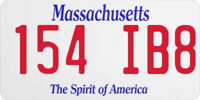 MA license plate 154IB8