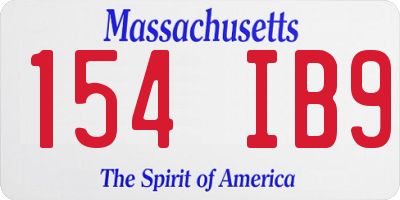 MA license plate 154IB9