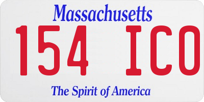 MA license plate 154IC0