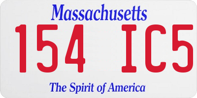 MA license plate 154IC5