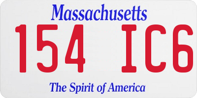 MA license plate 154IC6