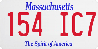 MA license plate 154IC7