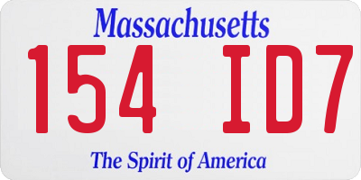 MA license plate 154ID7