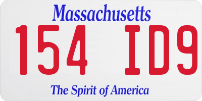 MA license plate 154ID9