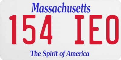 MA license plate 154IE0