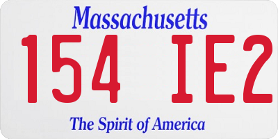 MA license plate 154IE2
