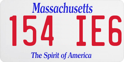 MA license plate 154IE6