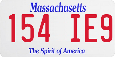 MA license plate 154IE9