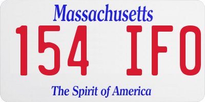 MA license plate 154IF0