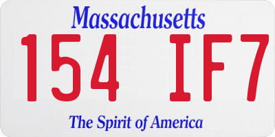 MA license plate 154IF7