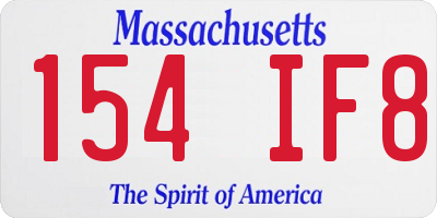 MA license plate 154IF8