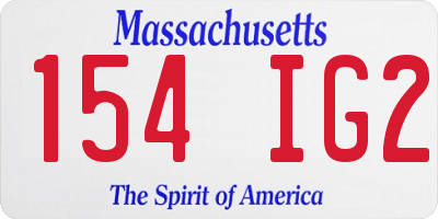 MA license plate 154IG2