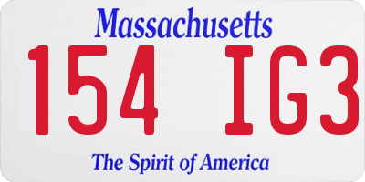 MA license plate 154IG3