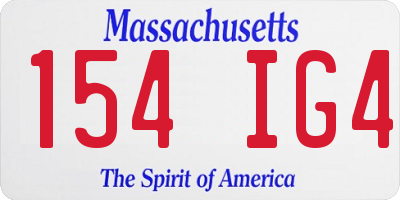 MA license plate 154IG4
