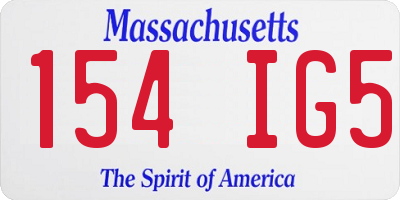 MA license plate 154IG5