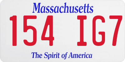 MA license plate 154IG7
