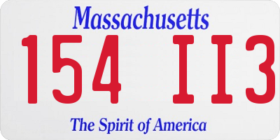 MA license plate 154II3
