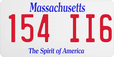 MA license plate 154II6