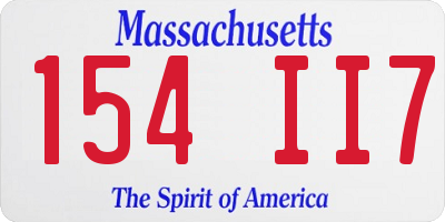 MA license plate 154II7