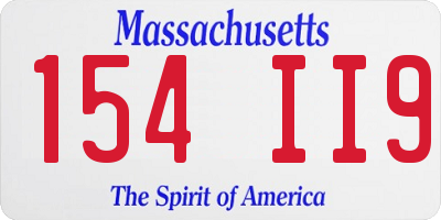 MA license plate 154II9
