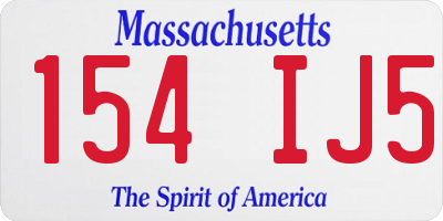 MA license plate 154IJ5