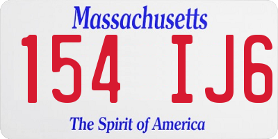 MA license plate 154IJ6