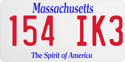 MA license plate 154IK3