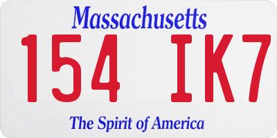 MA license plate 154IK7