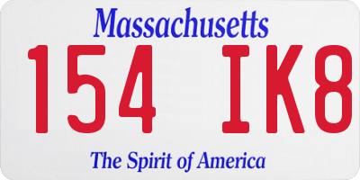 MA license plate 154IK8