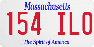 MA license plate 154IL0