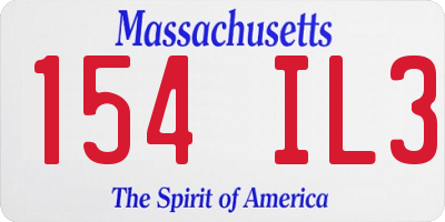 MA license plate 154IL3