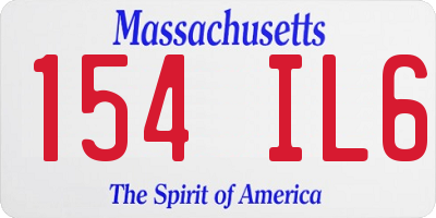 MA license plate 154IL6