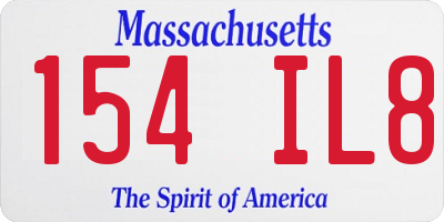 MA license plate 154IL8