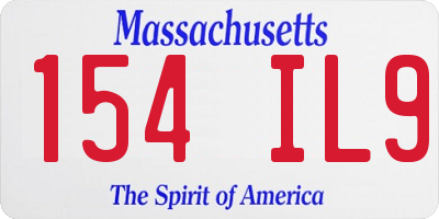 MA license plate 154IL9