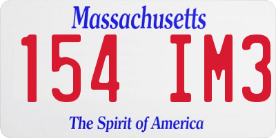 MA license plate 154IM3