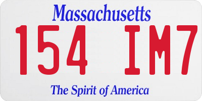 MA license plate 154IM7