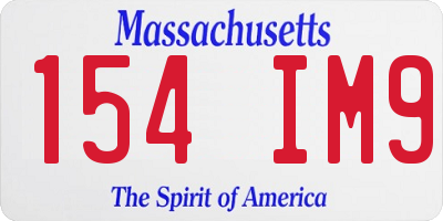MA license plate 154IM9