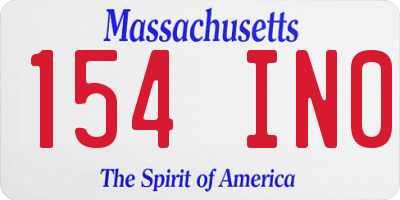 MA license plate 154IN0